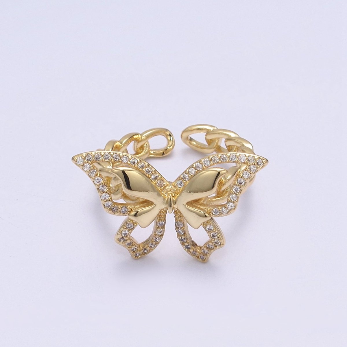 Cubic Butterfly rings, gold butterfly rings stackable adjustable rings, Cluster ring, Dainty open ring U-504