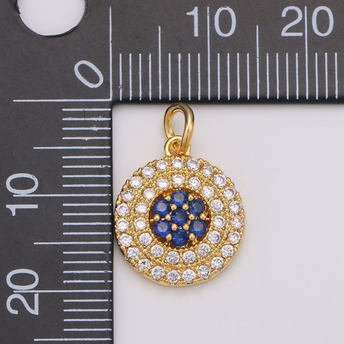Cubic Evil eye charm Pendant, Lucky evil eye Pendant, Gold evil eye charms Micro Pave Evil Eye Charm in 14k gold filled D-193