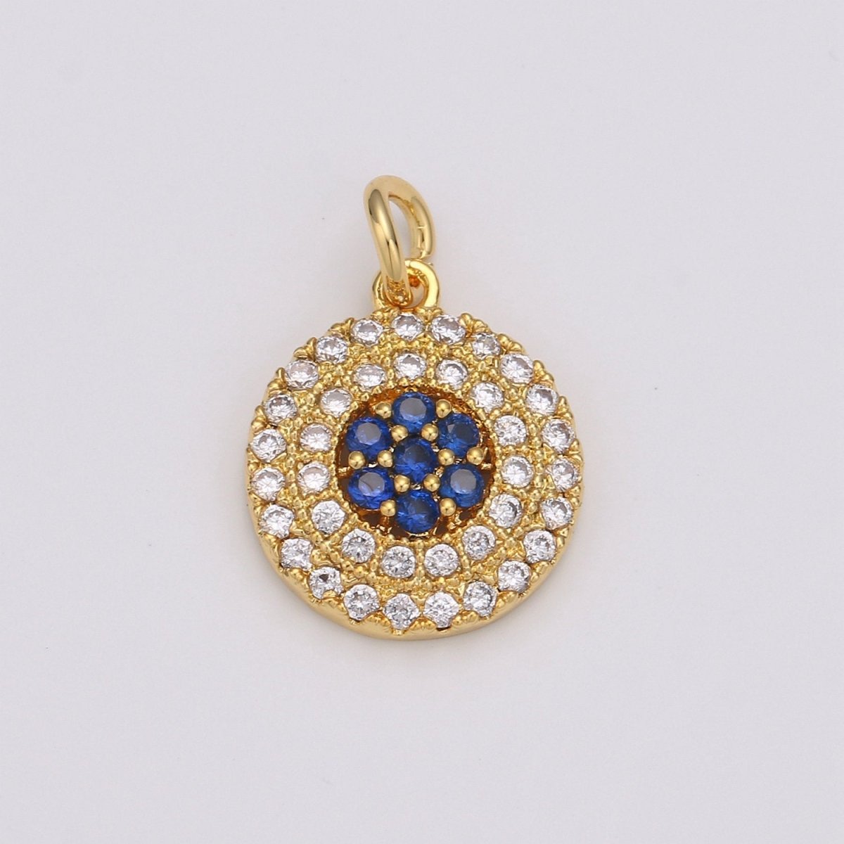 Cubic Evil eye charm Pendant, Lucky evil eye Pendant, Gold evil eye charms Micro Pave Evil Eye Charm in 14k gold filled D-193