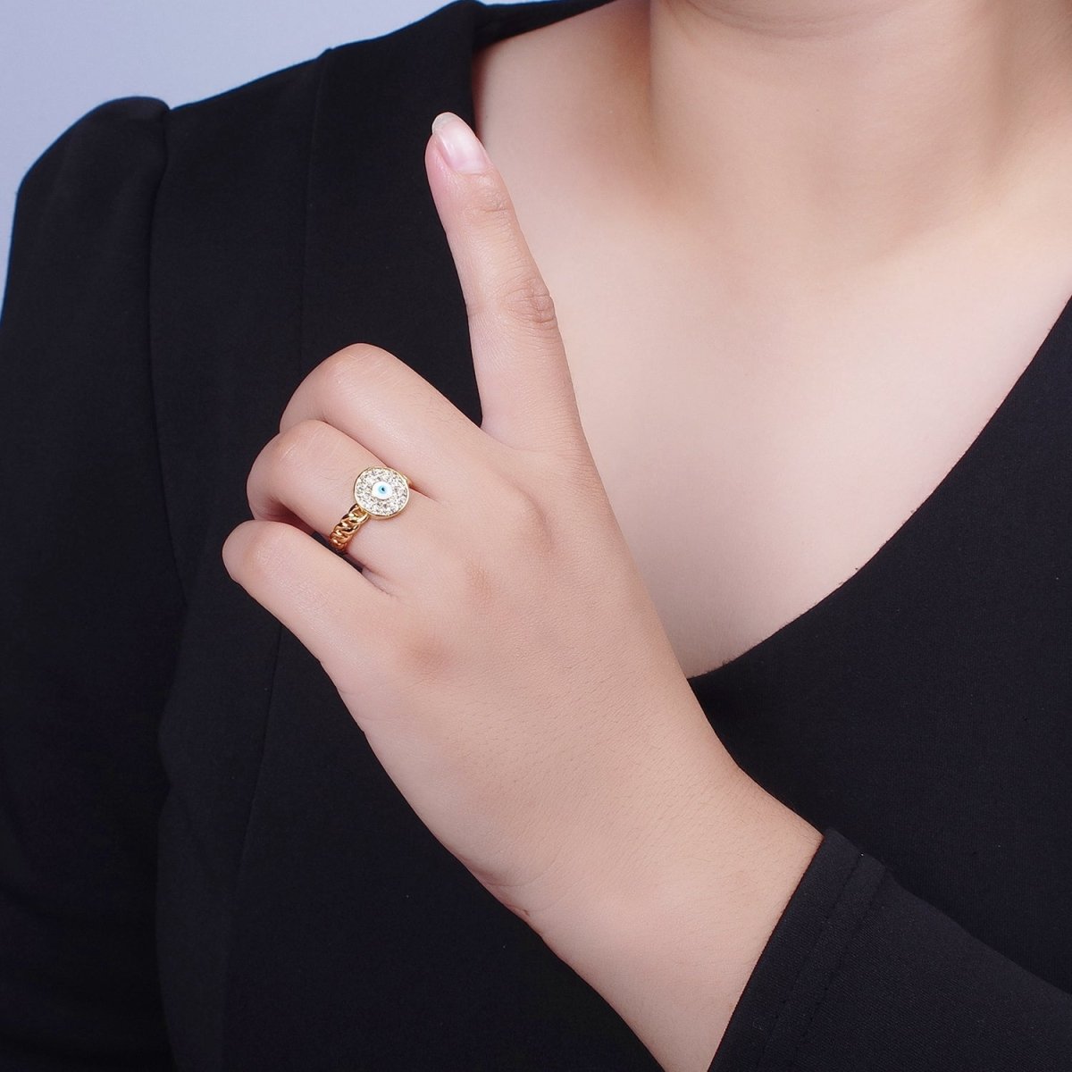 Cubic Evil Eye ring | Gold evil eye ring | Rings for Women | Stacker Ring | Gold Ring | Evil Eye Jewelry | Protection Ring | R-187