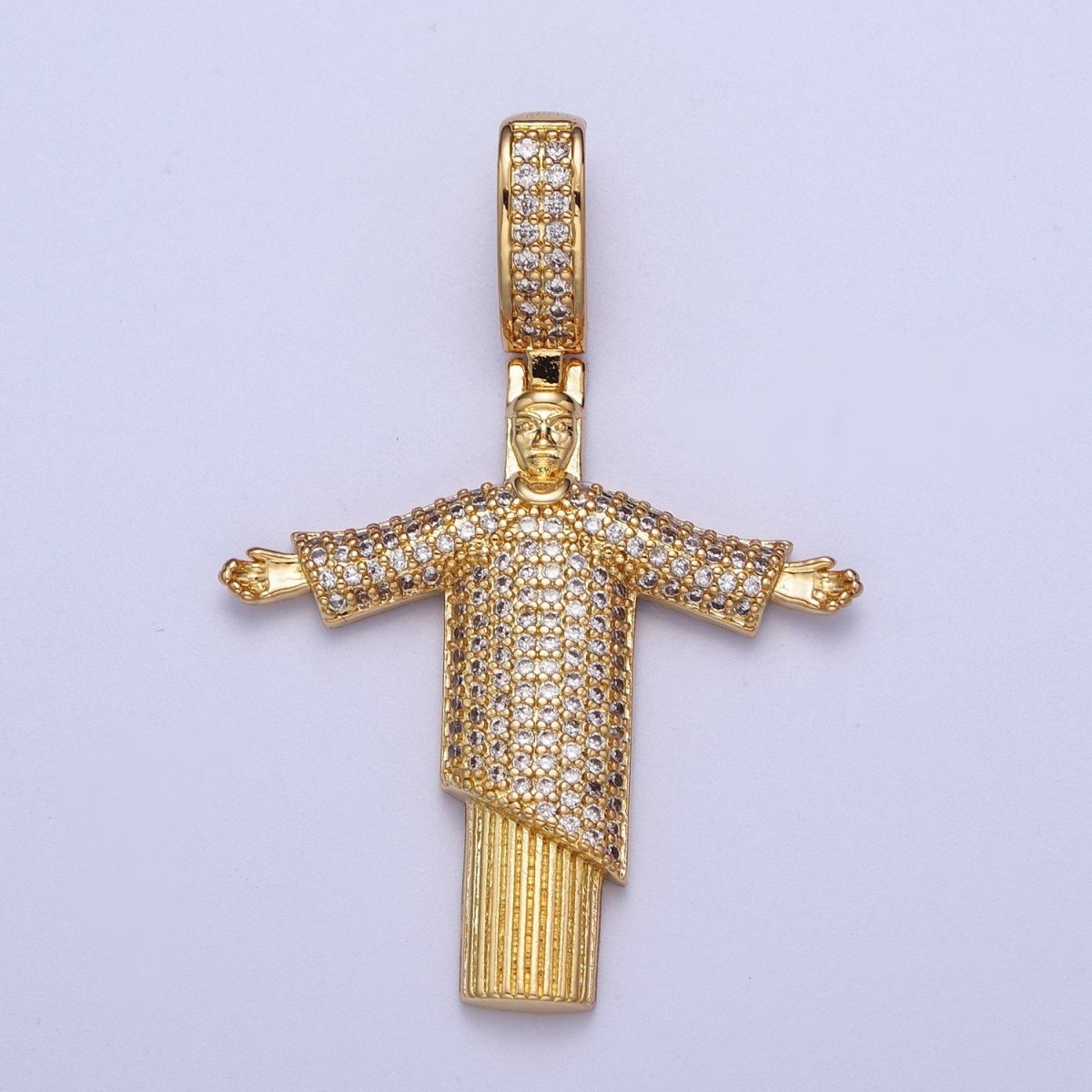 Cubic Gold Christ the Redeemer Statue Pendant for Necklace Component Religious Jewelry Supply X-535