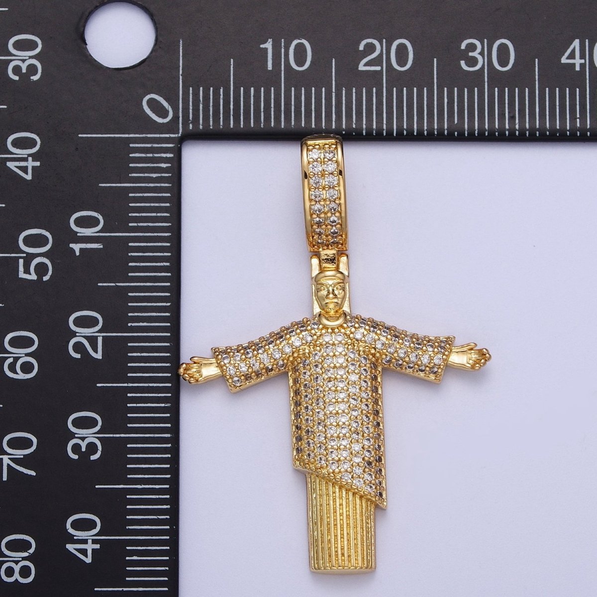 Cubic Gold Christ the Redeemer Statue Pendant for Necklace Component Religious Jewelry Supply X-535
