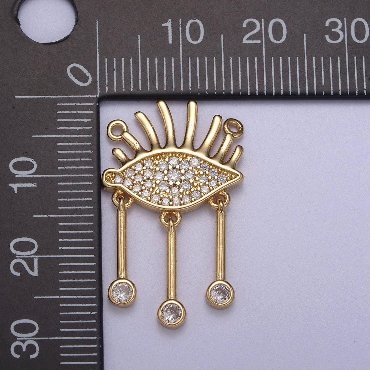 Cubic Gold Filled Eye Charm Connector for Dangle Pendant Necklace Double bail F-678