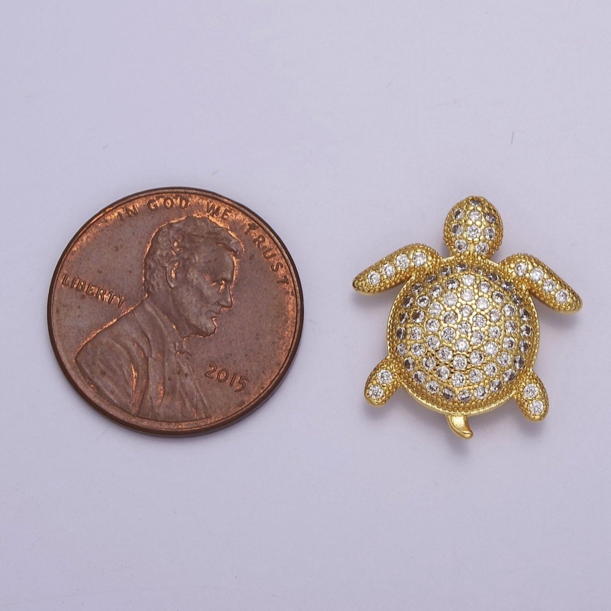 Cubic Gold Turtle Bracelet Bead Spacer Tortoise Beads, Gold CZ Beads Mini Turtle Bead B-225