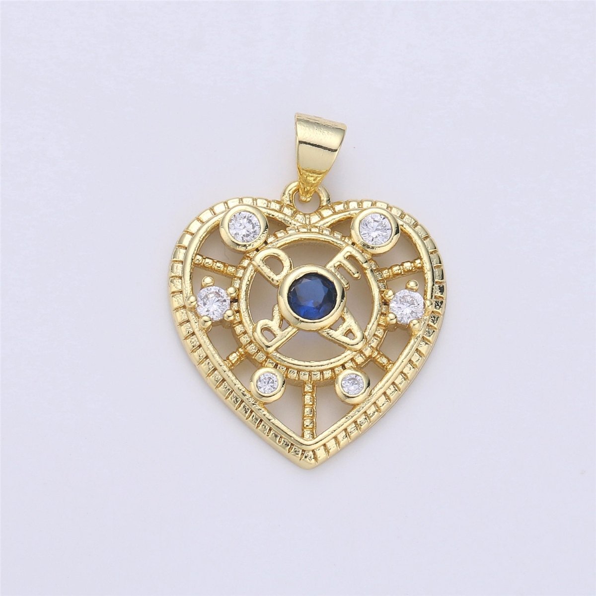 Cubic heart charm 26x21mm 14K gold Filled Lead, Nickel free Heart pendant, Unique heart charm for necklace earring bracelet Supply I-359