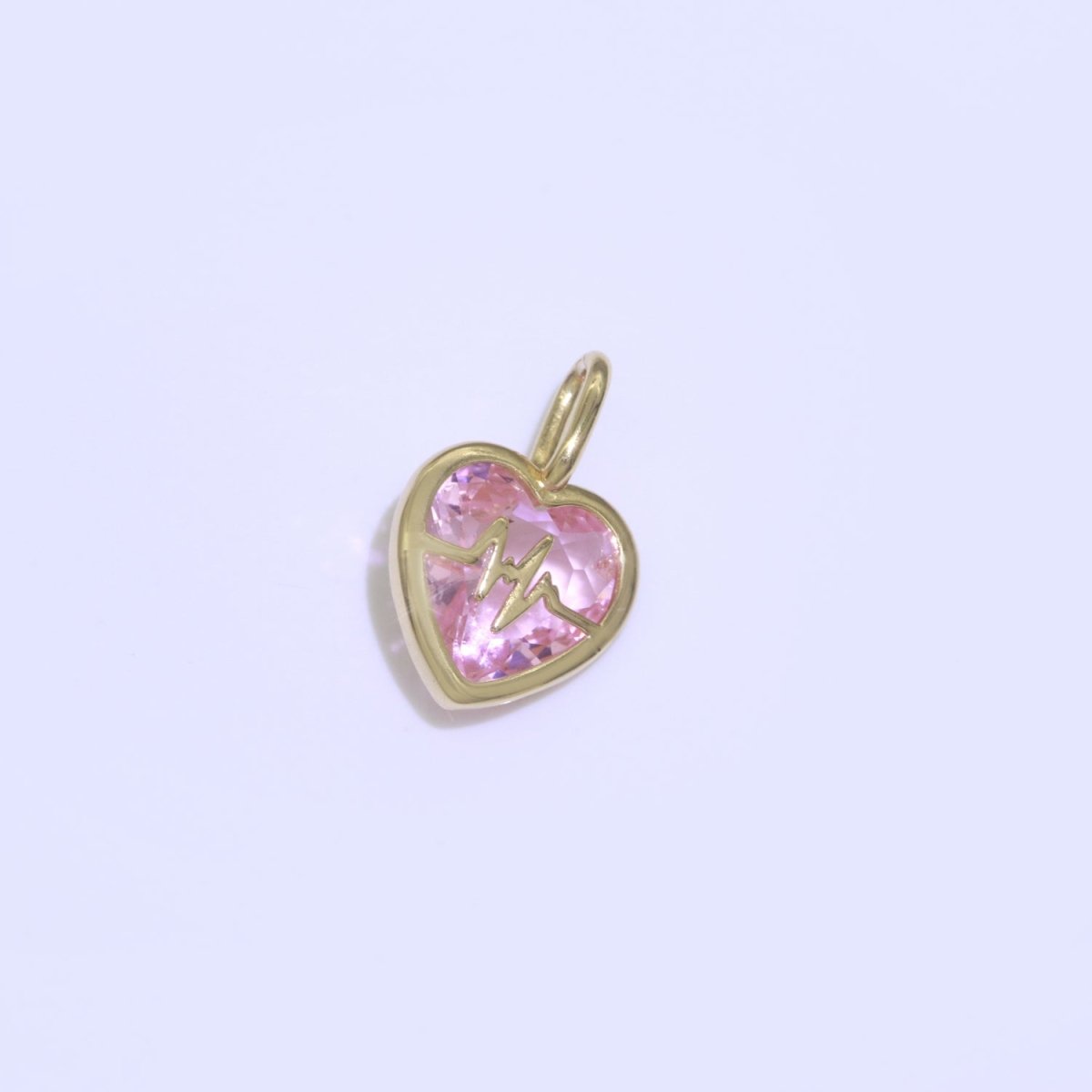 Cubic Heartbeat Charm Gold Heart beat Pendant Rate, Pulse, Nurse, Doctor Gift idea for Bracelet Necklace Earring Component J-905,J-907