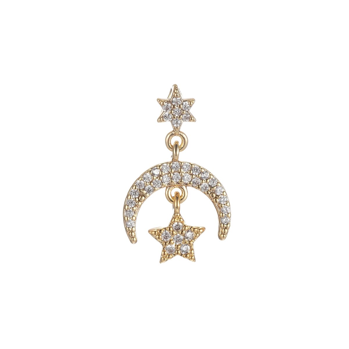 Cubic Moon Star Charms Dainty Celestial Charm Pendant for DIY Jewelry Making Accessaries Micro Pave Crescent Moon Charm E-866