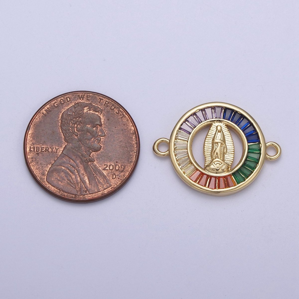 Cubic Multi Color Gold Lady Guadalupe Charm Connector for Bracelet Making Supply F-180