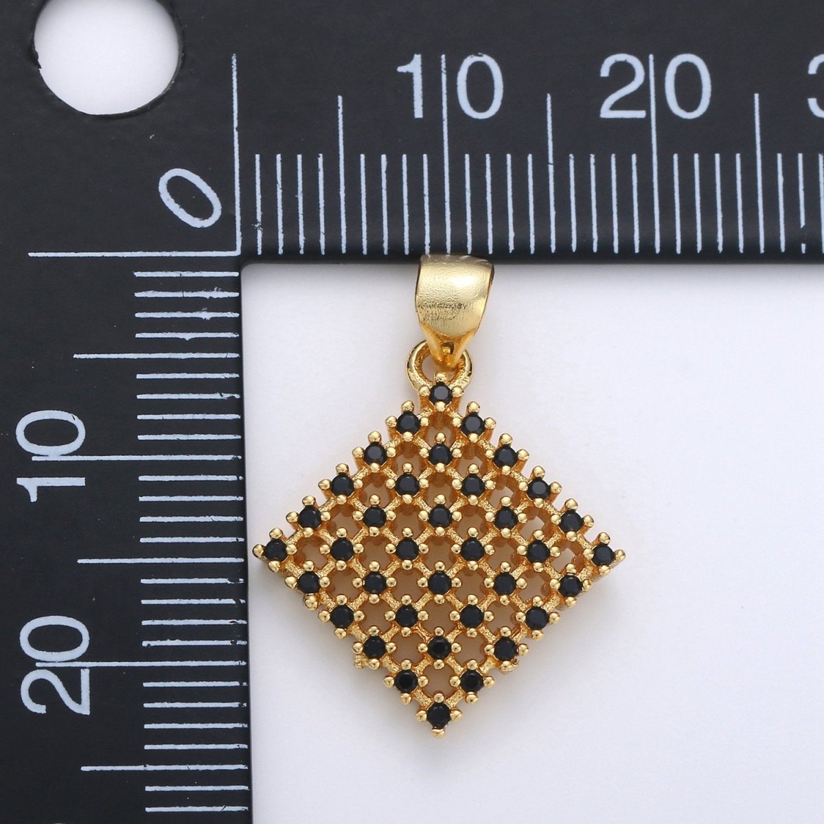Cubic rhombus charm 14K gold Filled Black Cubic CZ Geometric Charm for Necklace Bracelet Earring Component I-670