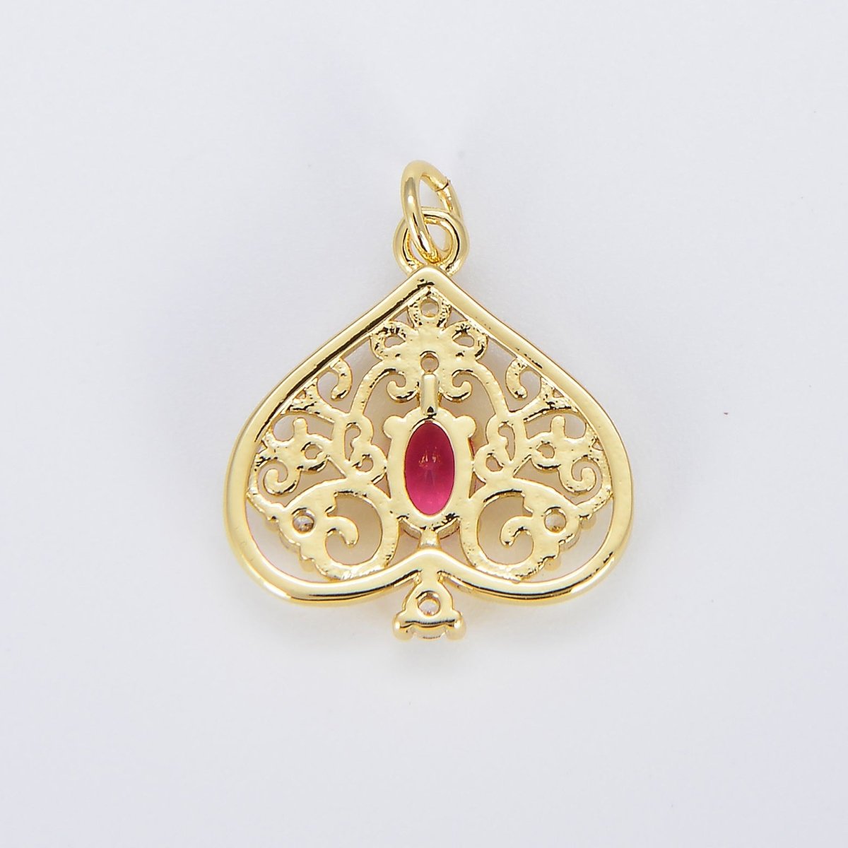 Cubic Spades Charm Gold Filigree Lucky Charm, Spades Dainty Pendant Charm, For DIY Jewelry E-814