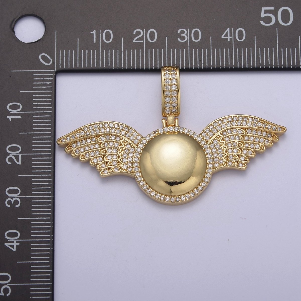 Cubic Wing Pendant 14K Gold Filled Ball Round Statement Charm for Necklace H-298