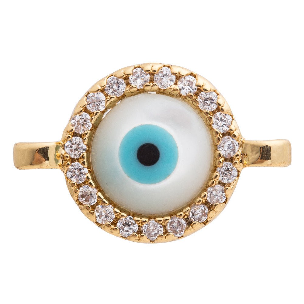 Cubic Zirconia Round Shell Evil Eye Protection Gold Filled Cooper Charm Connector Crystal Rhinestone CZ Pave Czech Bracelet Design F-257 F-300