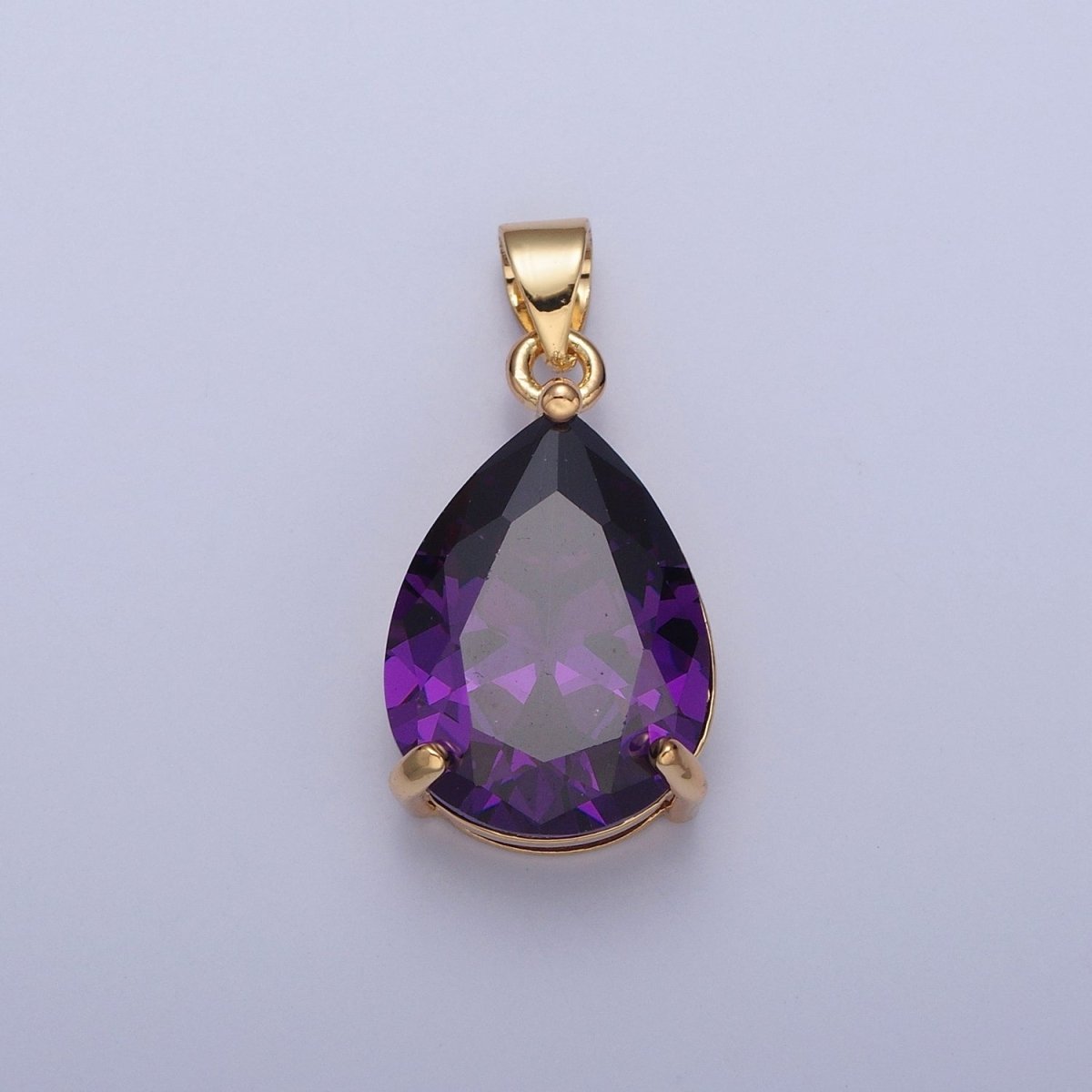 Cubic Zirconia Teardrop Pendant, Large Multicolor CZ For Necklace Making H-316 H-320 H-346 H-369 H-371 H-373