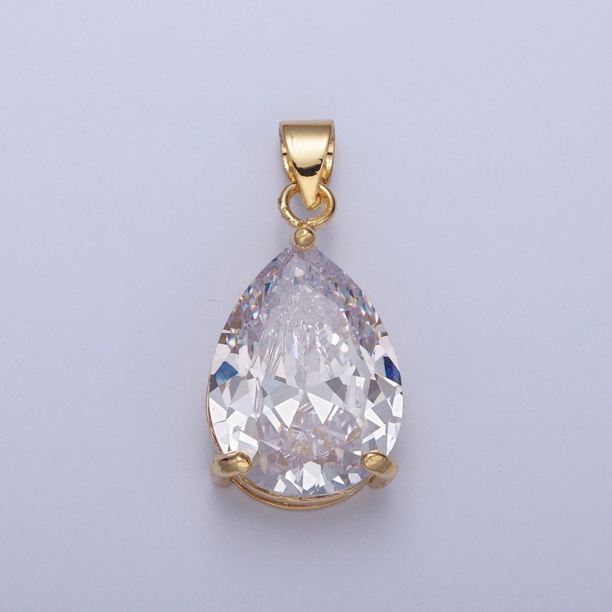 Cubic Zirconia Teardrop Pendant, Large Multicolor CZ For Necklace Making H-316 H-320 H-346 H-369 H-371 H-373