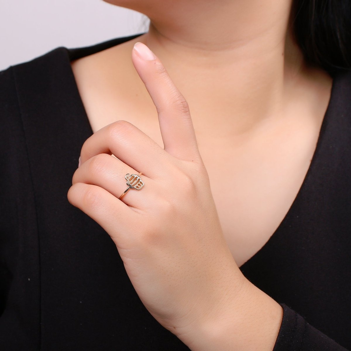 Cup Cake 18k Gold Ring, Ice Cream Cone Adjustable Gold Curb Ring, Simple Ring, Muffin Ring-R-262