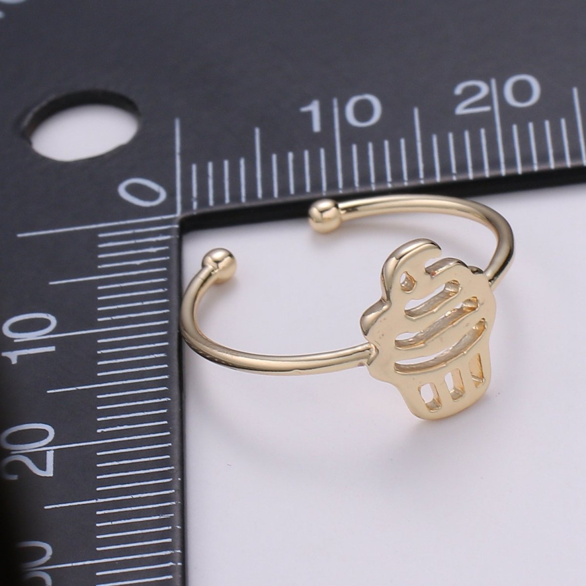 Cup Cake 18k Gold Ring, Ice Cream Cone Adjustable Gold Curb Ring, Simple Ring, Muffin Ring-R-262