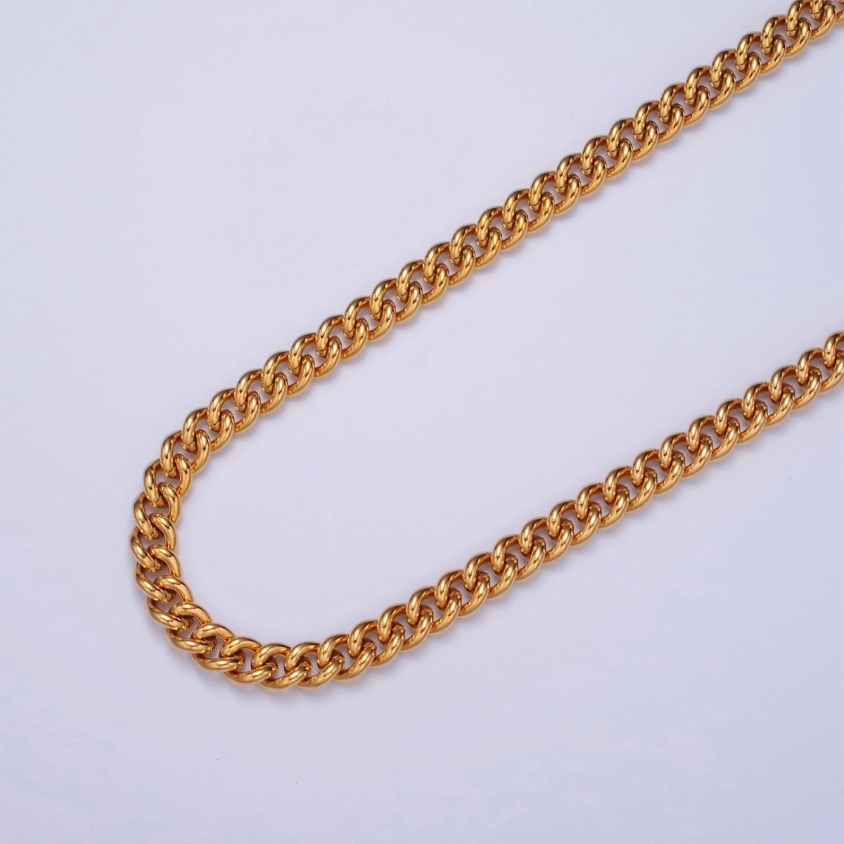 Curb Link Unfinished Chain, 5.3mm 24k Gold Filled Chain 19.5 inch long | WA-1393 Clearance Pricing