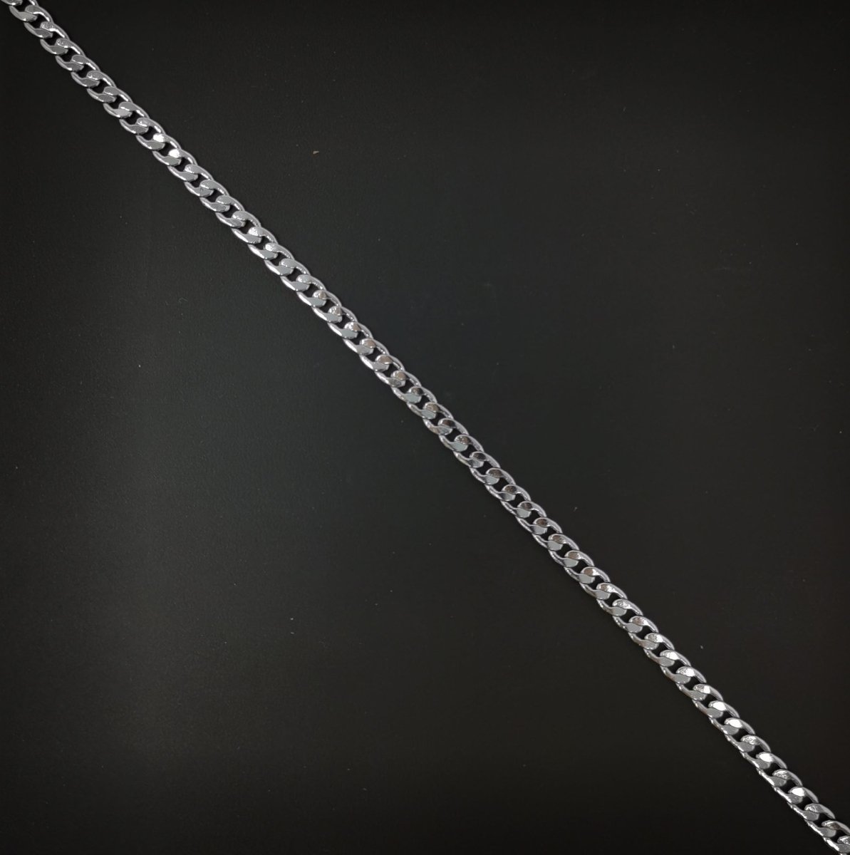 Curb White Gold Filled Chain Necklace, 17.8 inch Finished Chain For Jewelry Necklace Making, 3.4mm In Width Curb Necklace w/ Lobster Clasps | CN-953  Clearance Pricing