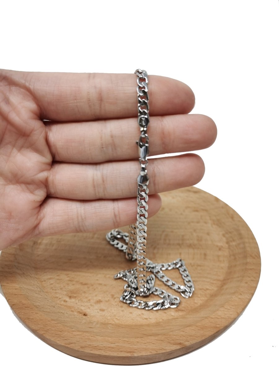 Curb White Gold Filled Chain Necklace, 17.8 inch Finished Chain For Jewelry Necklace Making, 3.4mm In Width Curb Necklace w/ Lobster Clasps | CN-953  Clearance Pricing