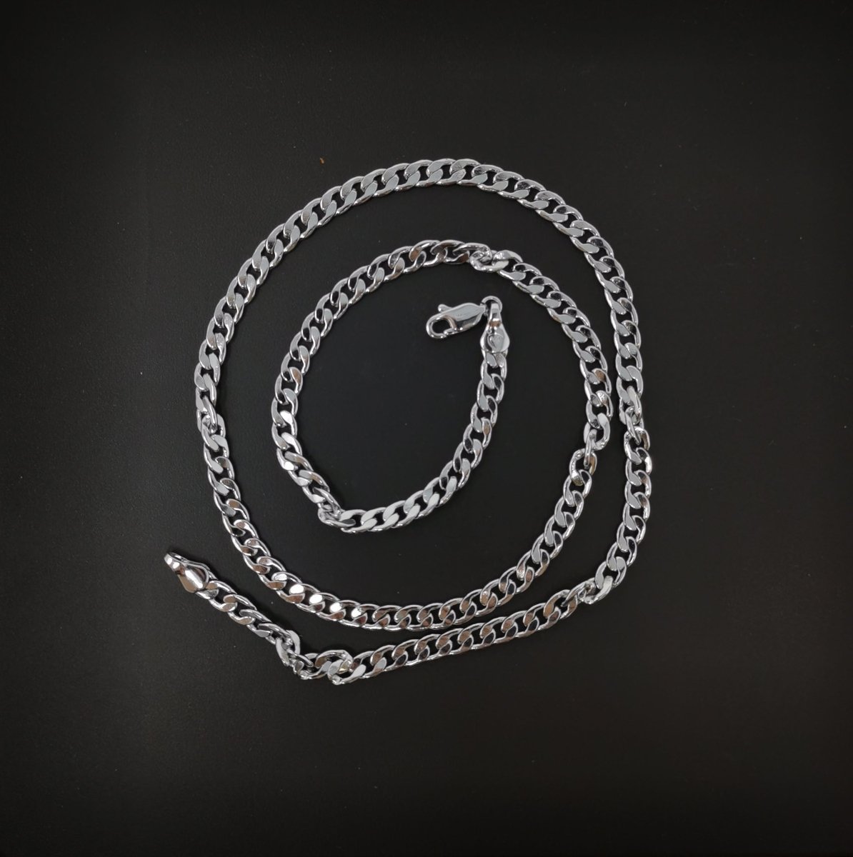 Curb White Gold Filled Chain Necklace, 17.8 inch Finished Chain For Jewelry Necklace Making, 3.4mm In Width Curb Necklace w/ Lobster Clasps | CN-953  Clearance Pricing