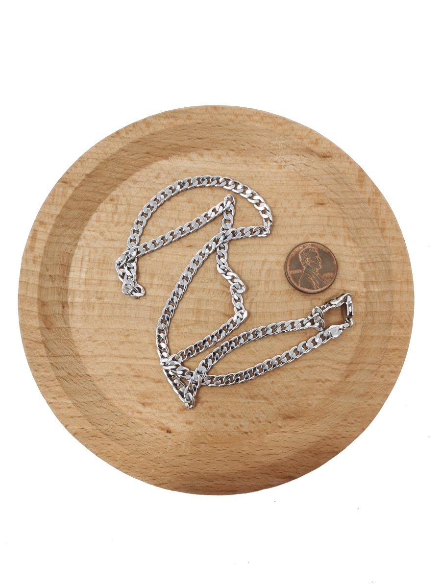 Curb White Gold Filled Chain Necklace, 17.8 inch Finished Chain For Jewelry Necklace Making, 3.4mm In Width Curb Necklace w/ Lobster Clasps | CN-953  Clearance Pricing