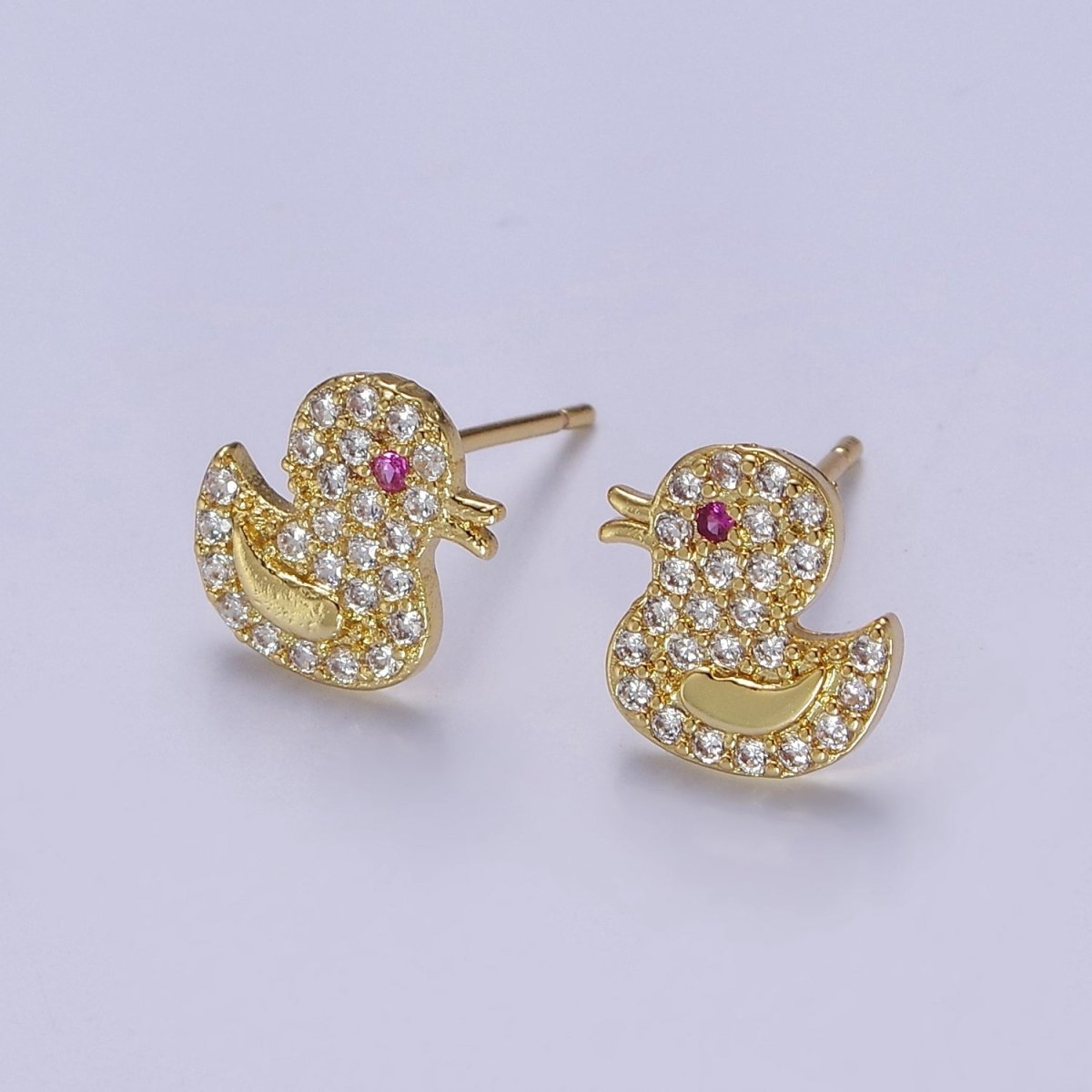 Cute 24K Gold Filled Duck Ear Studs Earrings Animal Earrings gift for kids V-133