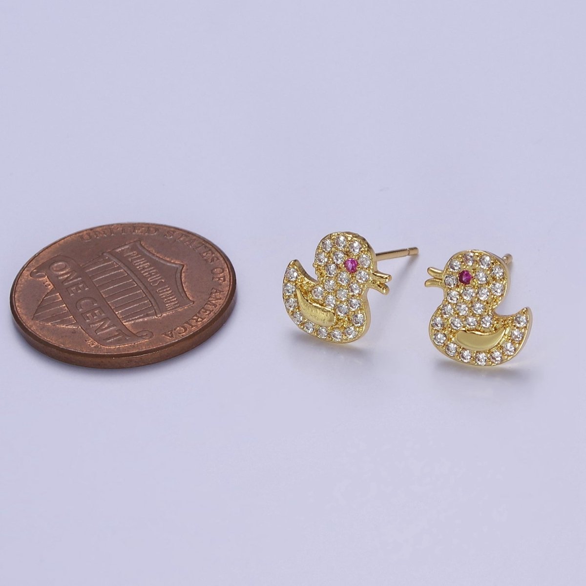 Cute 24K Gold Filled Duck Ear Studs Earrings Animal Earrings gift for kids V-133