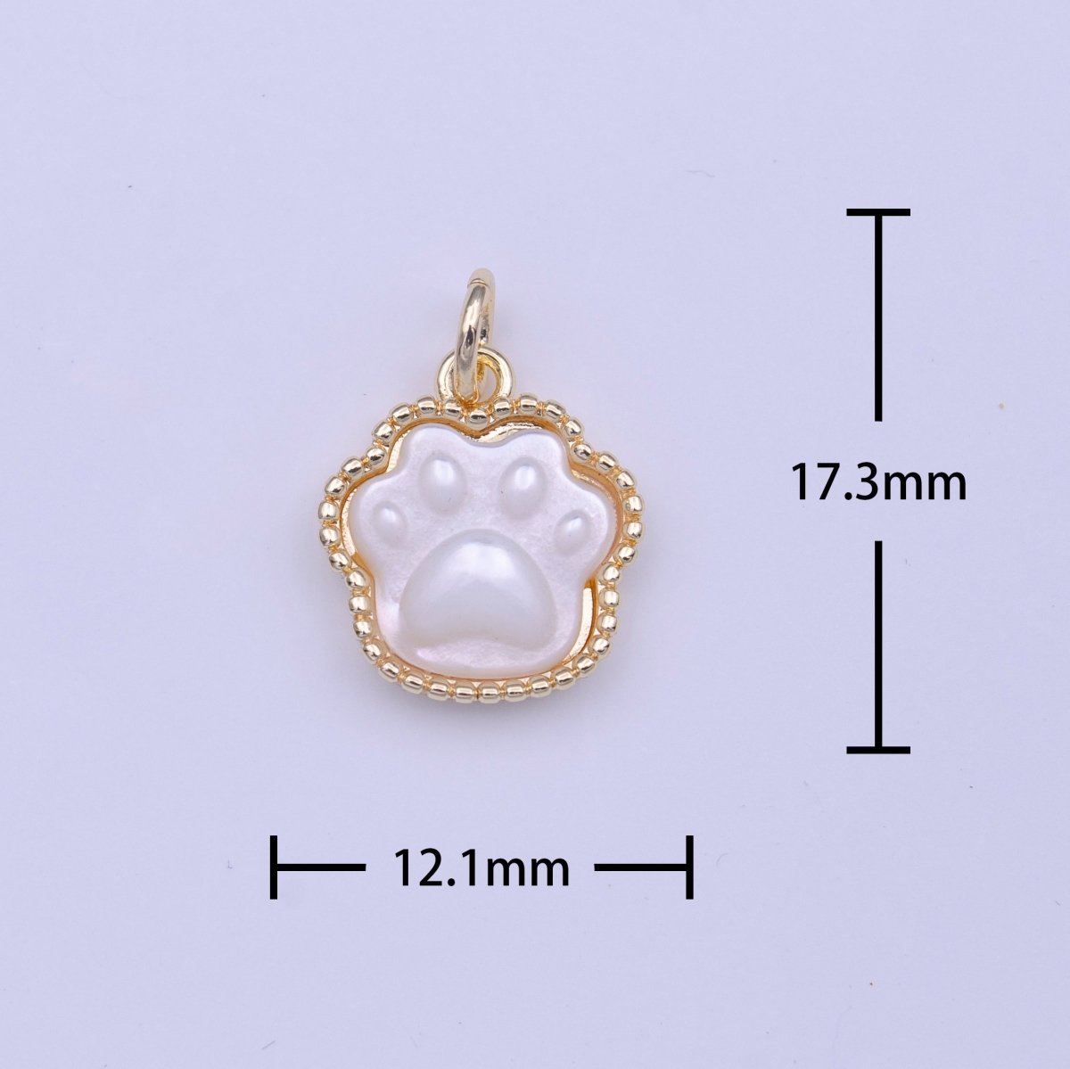 Cute Animal Pawprint Imprint Shell Pearl Gold Charm | C-427