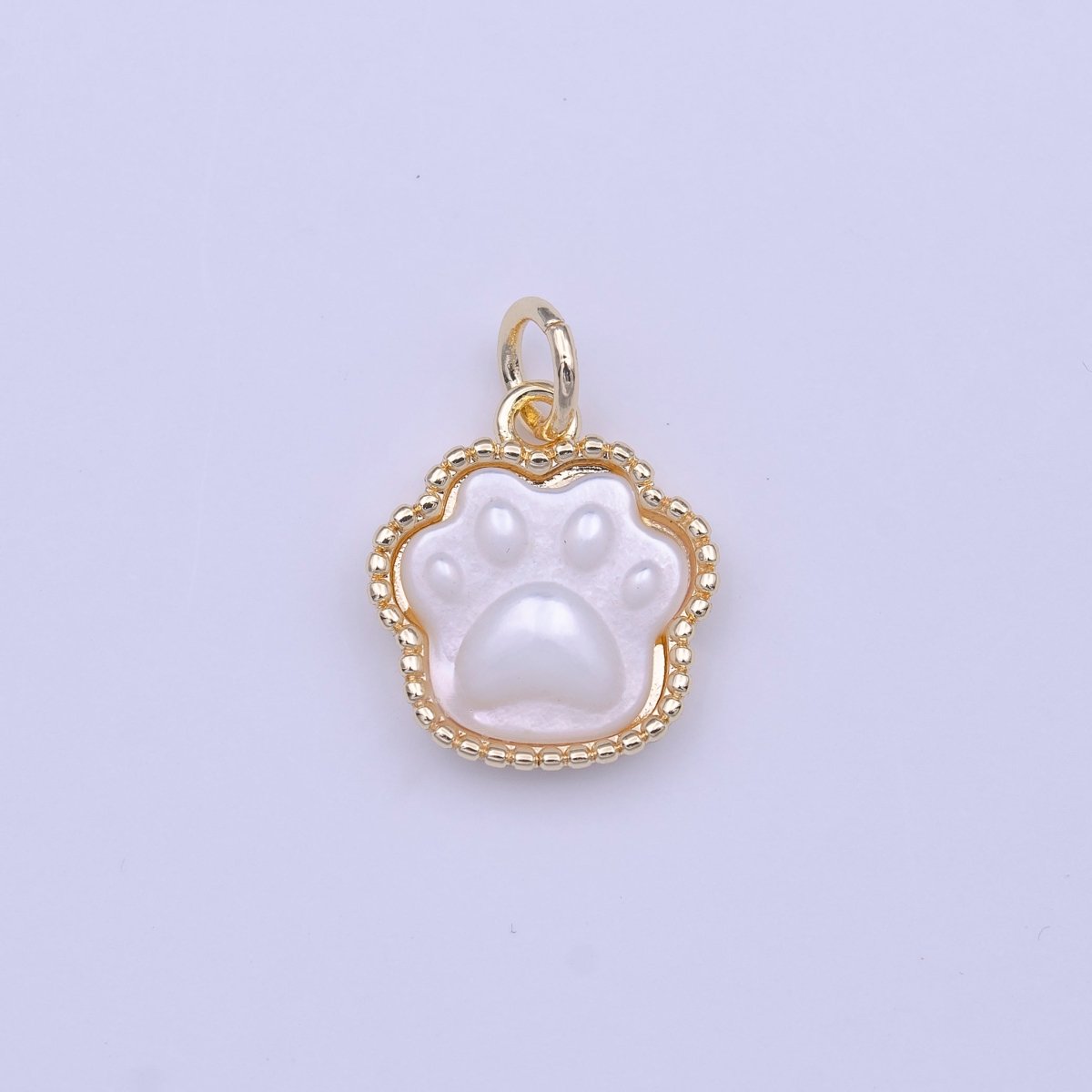 Cute Animal Pawprint Imprint Shell Pearl Gold Charm | C-427