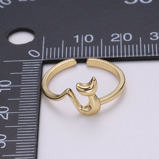 Cute Fox Ring, Adjustable Gold Fox Ring, Quirky and Classic Animal Open Ring for Pinky Ring Stack ring jewelry making supply, R-337