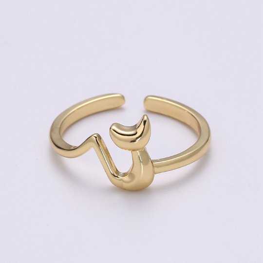 Cute Fox Ring, Adjustable Gold Fox Ring, Quirky and Classic Animal Open Ring for Pinky Ring Stack ring jewelry making supply, R-337