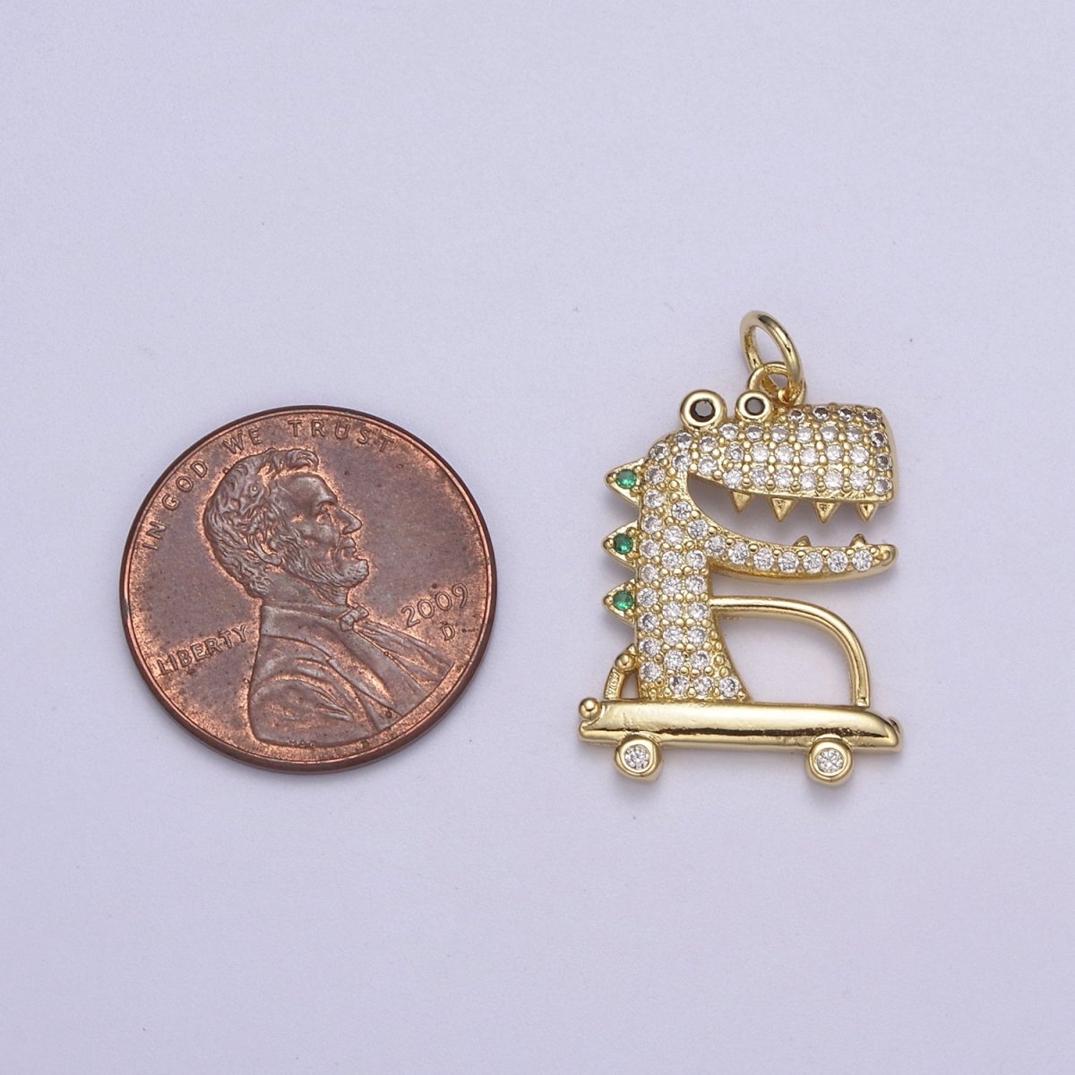 Cute Gold Crocodile Charms Micro Pave Crocodile Charms, Animal Alligator Pendants Bracelet Charms N-437