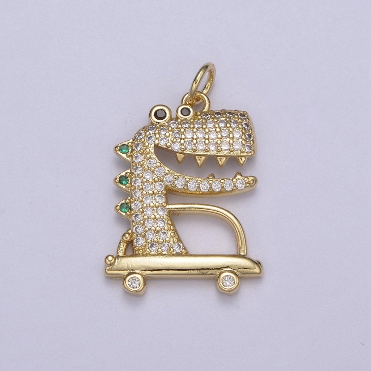 Cute Gold Crocodile Charms Micro Pave Crocodile Charms, Animal Alligator Pendants Bracelet Charms N-437