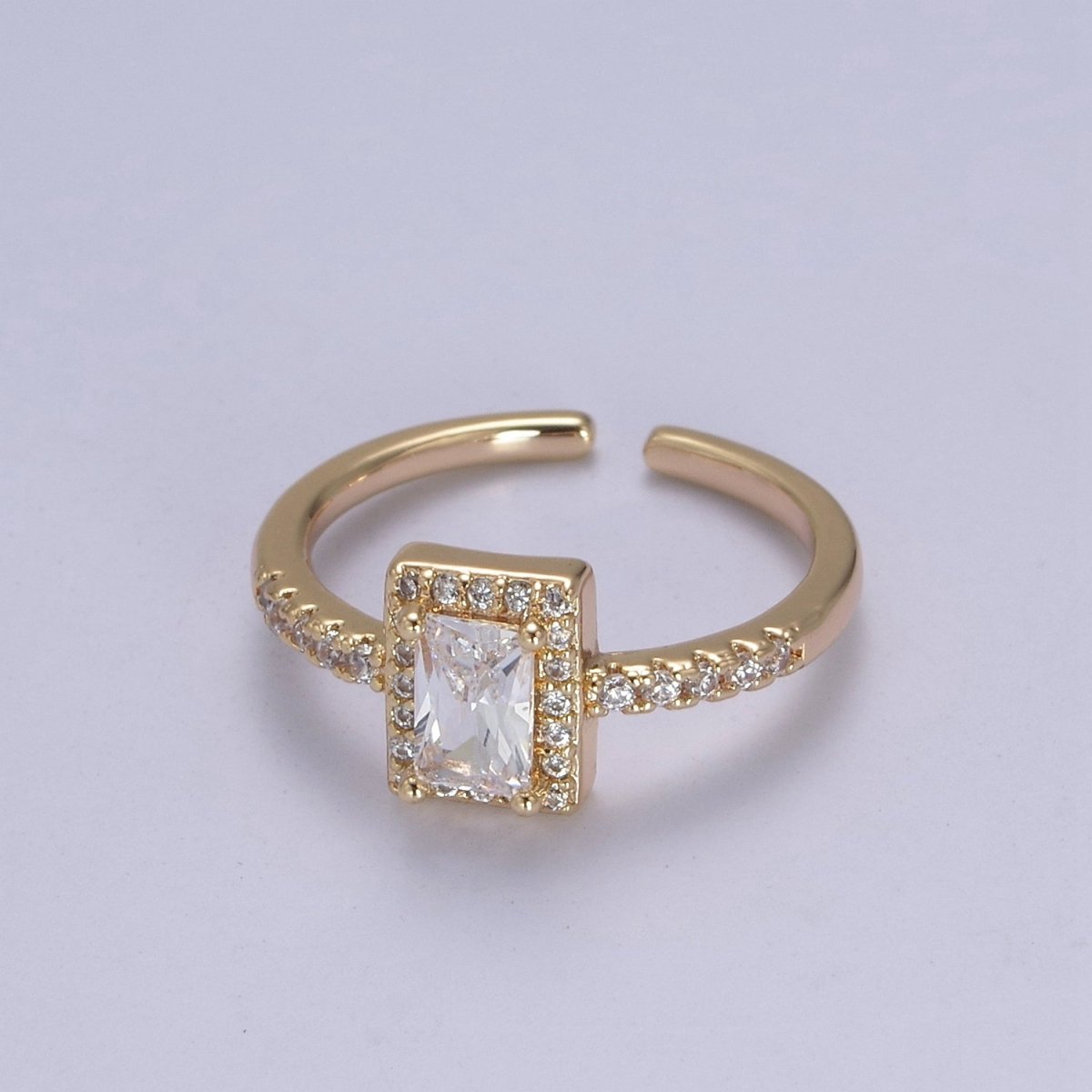 CZ 16k Gold Filled Princess Cut Diamond Cubic Bezel Set Ring Wedding Band Birthday Christmas Gift U-310