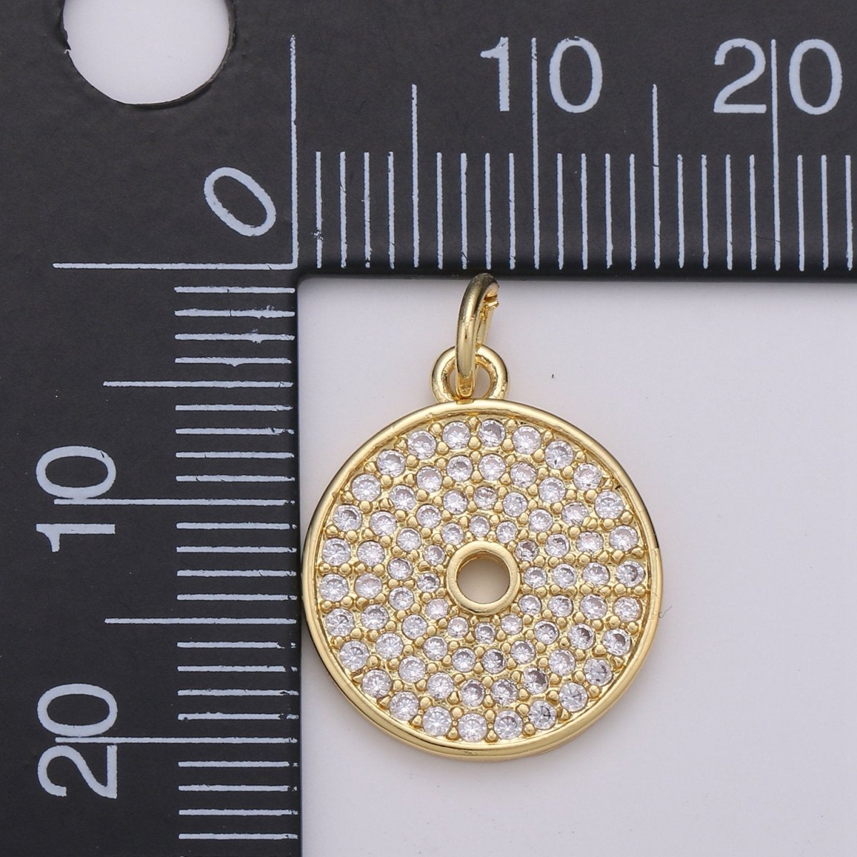 CZ Clear Micro Pave Coin Charm, Round Disc Pave Charm, Gold Filled Micro Pave Dangle Charms for Necklace Bracelet Earring Supply D-352