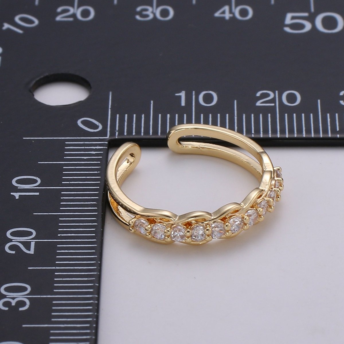 Cz Double Band Ring, Open Ring Adjustable Ring, Dainty Ring, Wholesale Ring, Gold Jewelry gift for Valentine R-185