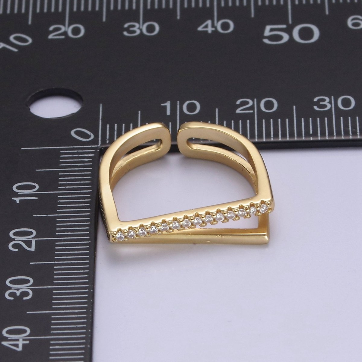 CZ Flat Top Ring, Geometric Gold Flat Top Ring, Geometric Gold Filled Flat Top Ring, Dainty Stacking Ring S-370