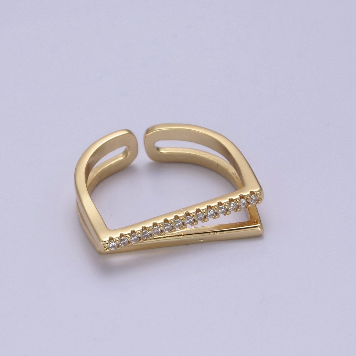 CZ Flat Top Ring, Geometric Gold Flat Top Ring, Geometric Gold Filled Flat Top Ring, Dainty Stacking Ring S-370
