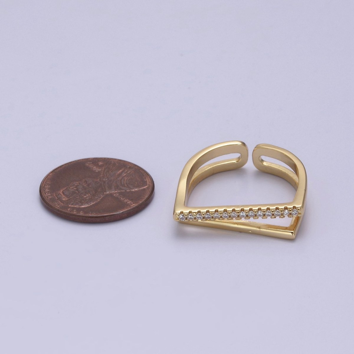 CZ Flat Top Ring, Geometric Gold Flat Top Ring, Geometric Gold Filled Flat Top Ring, Dainty Stacking Ring S-370