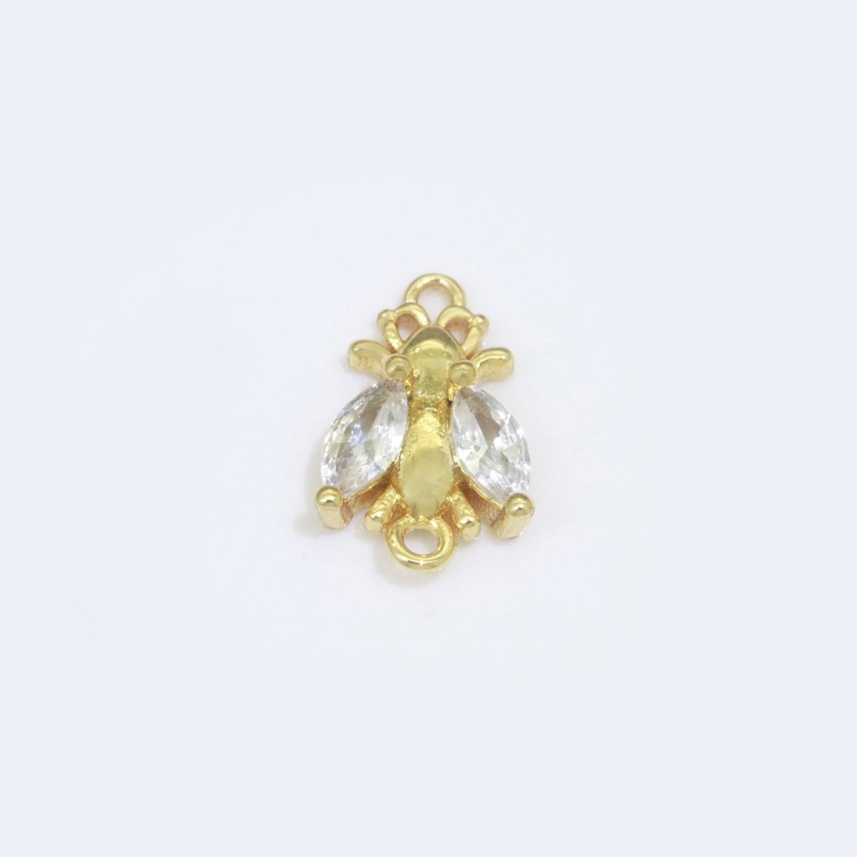CZ Fly Pendant, Gold Plated Housefly Charm Connector DIY Insect Jewelry Making Supplies F-909 F-910