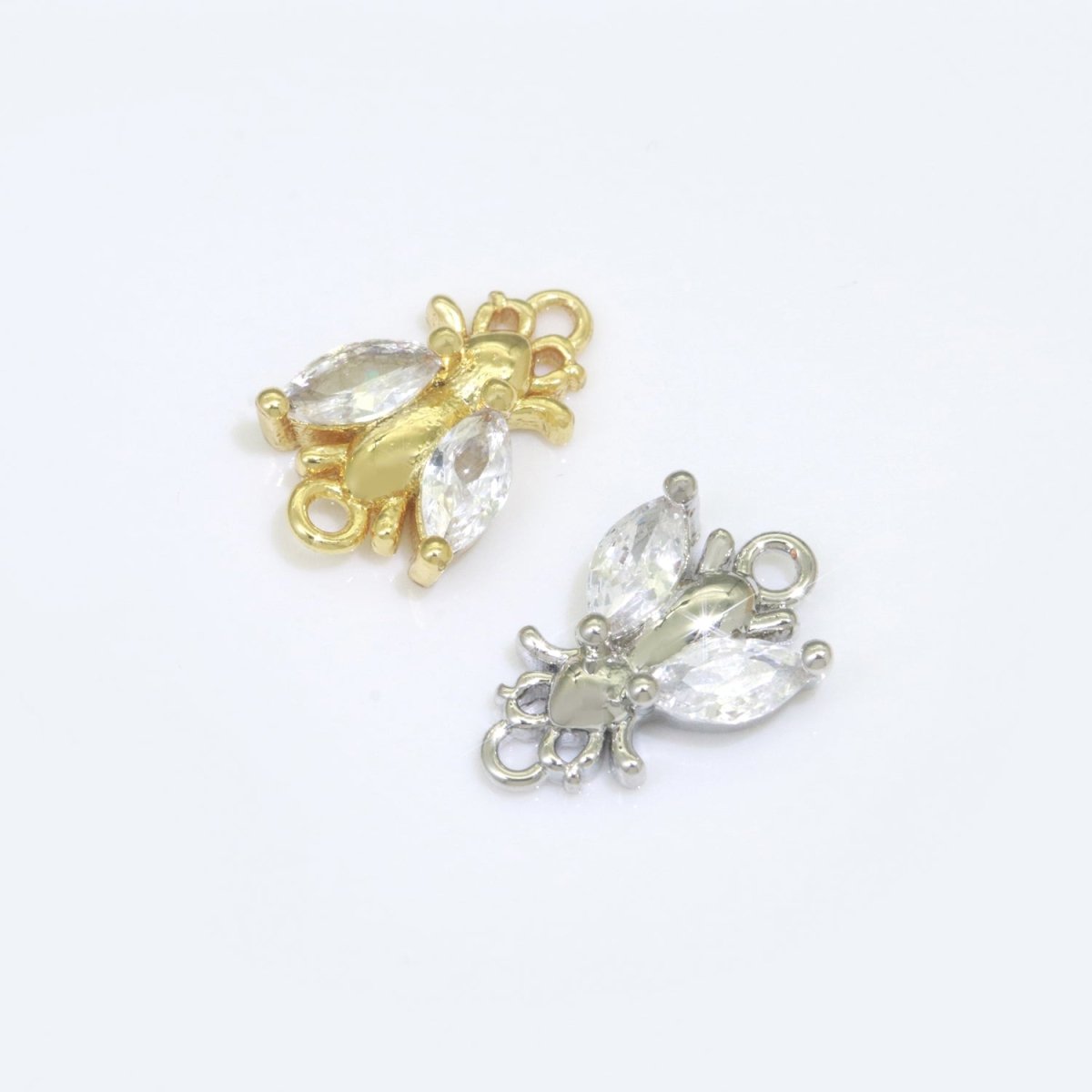 CZ Fly Pendant, Gold Plated Housefly Charm Connector DIY Insect Jewelry Making Supplies F-909 F-910