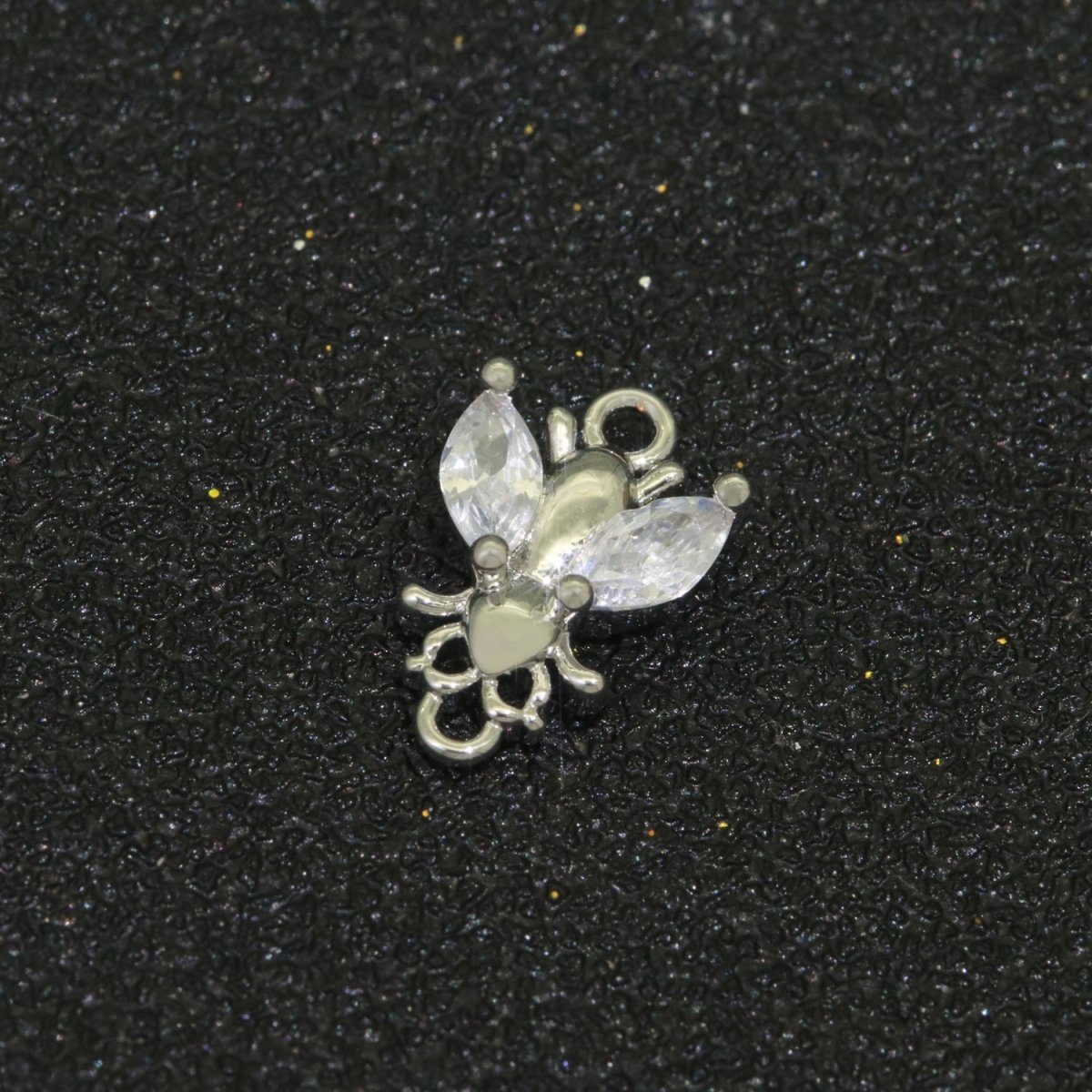 CZ Fly Pendant, Gold Plated Housefly Charm Connector DIY Insect Jewelry Making Supplies F-909 F-910