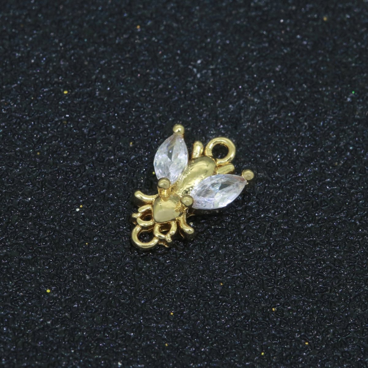 CZ Fly Pendant, Gold Plated Housefly Charm Connector DIY Insect Jewelry Making Supplies F-909 F-910