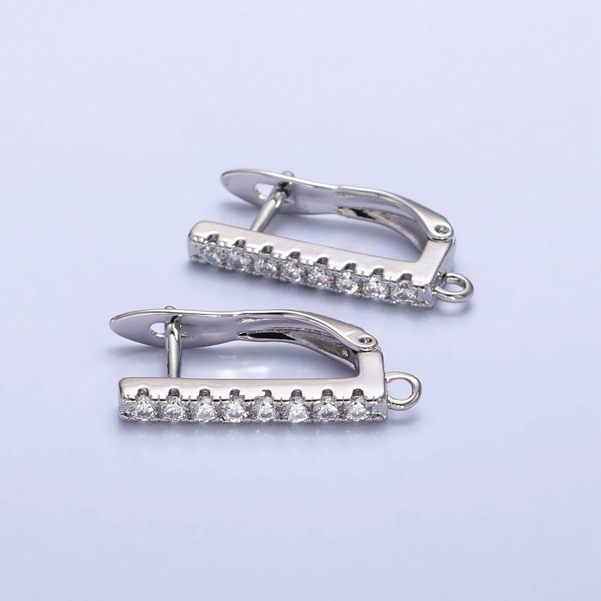 CZ Gold Huggie Earring one touch w/ open link Gold / Silver Earring Lever back earring making Supply Z-163 Z-164
