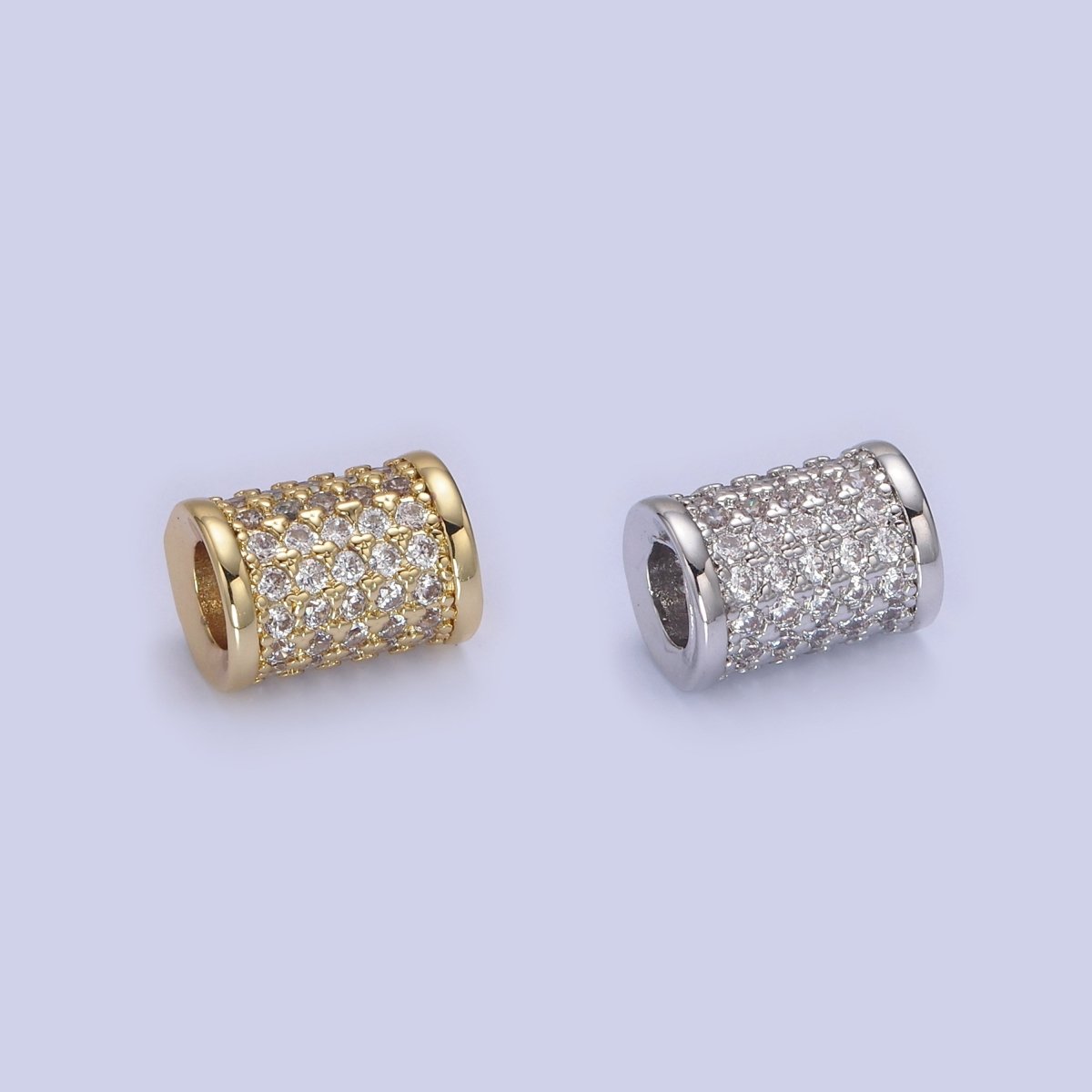 CZ Micro Pave Curved Tube Spacer, CZ Micro Pave Large Hole Tube Beads, Large Hole Curve Tube Bead, DIY, Jewelry Making 10x7.5mm B-461