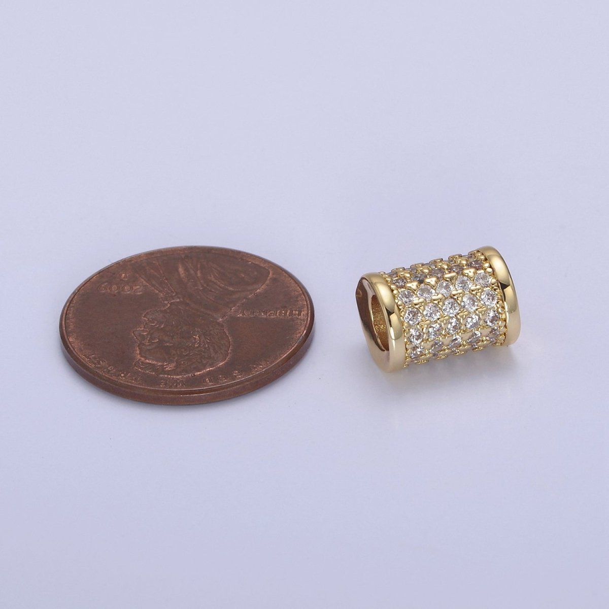 CZ Micro Pave Curved Tube Spacer, CZ Micro Pave Large Hole Tube Beads, Large Hole Curve Tube Bead, DIY, Jewelry Making 10x7.5mm B-461