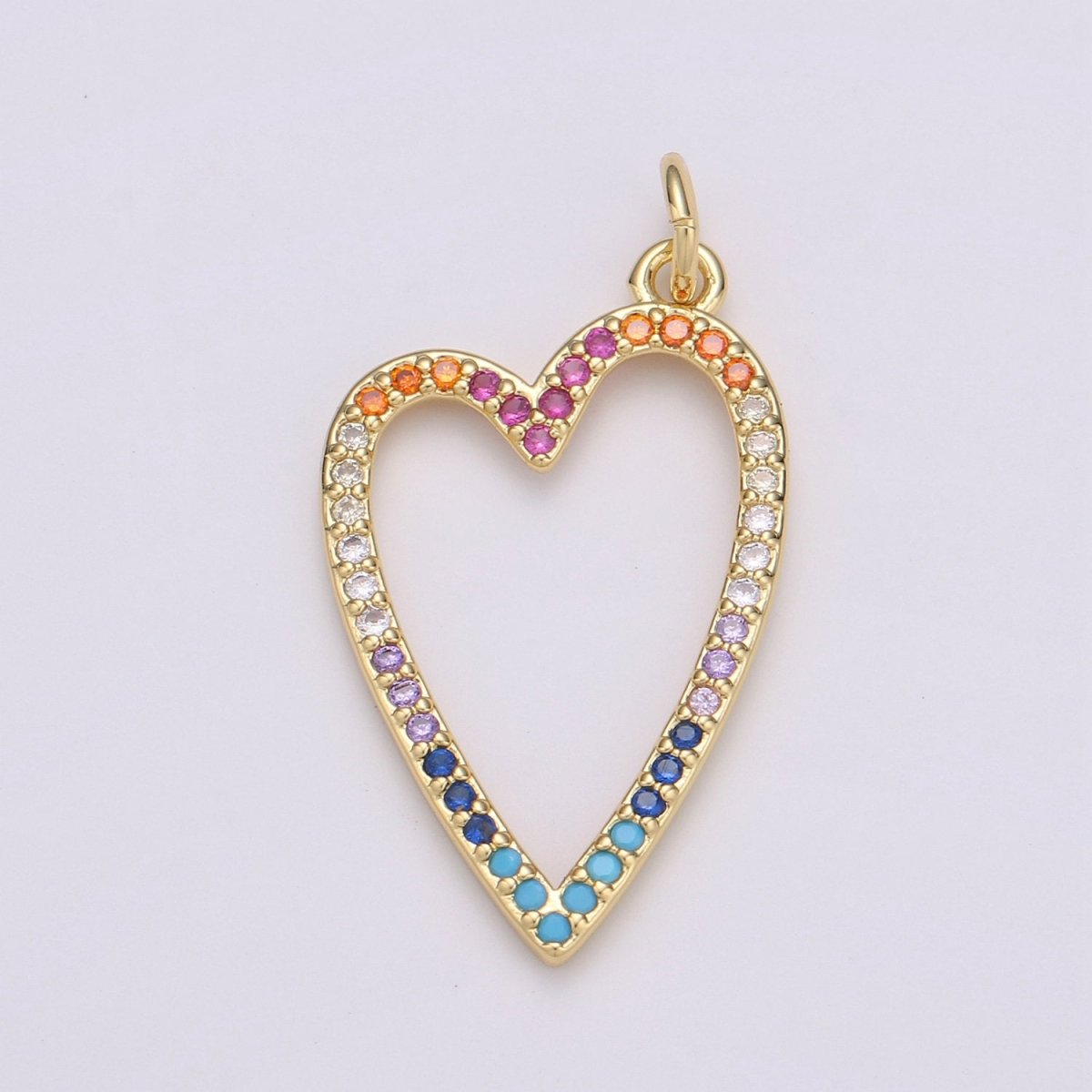 CZ Micro Pave Open Heart Pendant, Cubic Zirconia Pave Pendant, Fashion Jewelry Findings Love Necklace Charm in 14k gold filled charm D-349