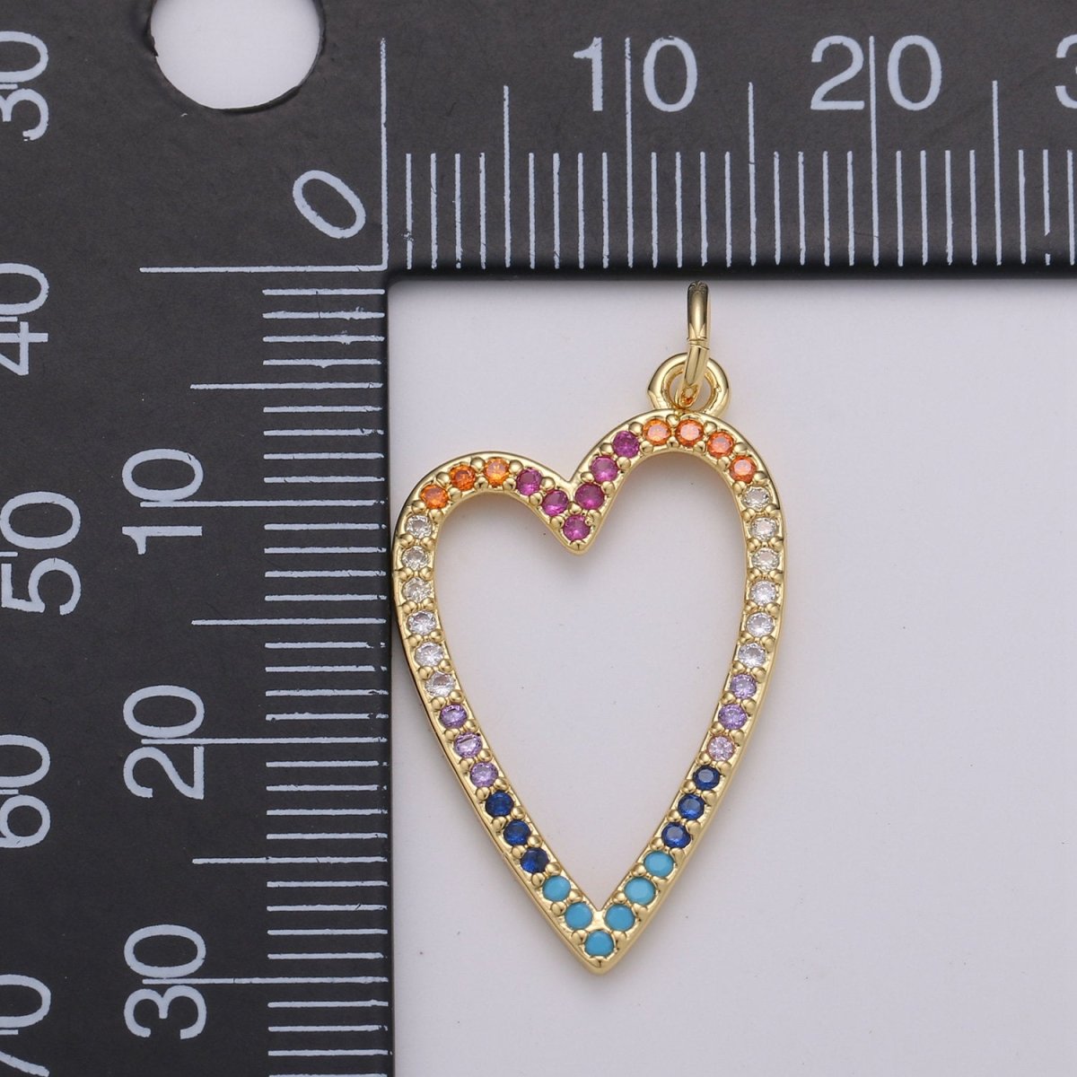 CZ Micro Pave Open Heart Pendant, Cubic Zirconia Pave Pendant, Fashion Jewelry Findings Love Necklace Charm in 14k gold filled charm D-349