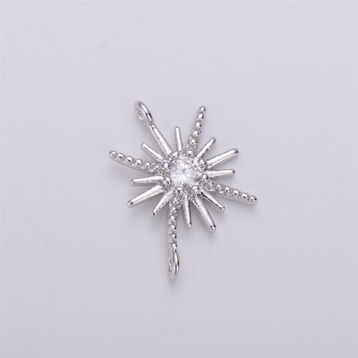 CZ Micro Pave Star Pendant Cubic Zirconia Gold Filled Starburst Bracelet Necklace Connector Charm F-290