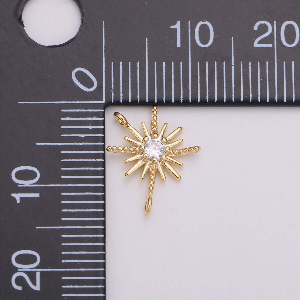 CZ Micro Pave Star Pendant Cubic Zirconia Gold Filled Starburst Bracelet Necklace Connector Charm F-290